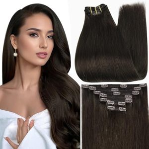 Clips Hair Extensions dark colors - 100 grams - length 80 CM