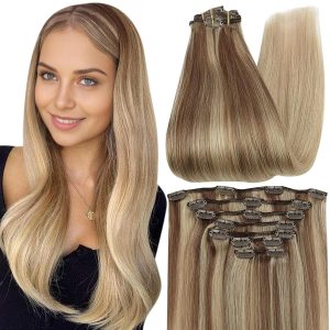 Clips Hair extensions light colors - 100 grams - length 80 CM